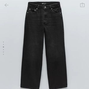 zara black wide leg cropped jeans